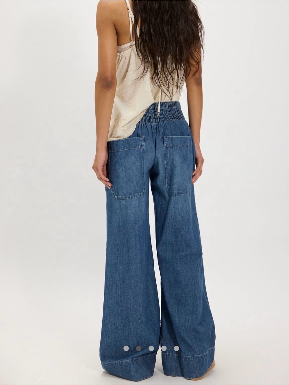 We The Free Breezy Denim Pull-On Jeans Cobalt mid rise wide leg breathable soft - Picture 2 of 5